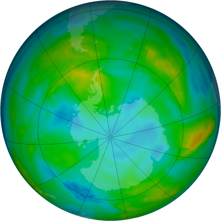 Antarctic ozone map for 22 May 1981